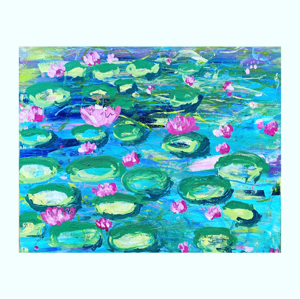 of course you can water lily painting on canvas acrylic painting
