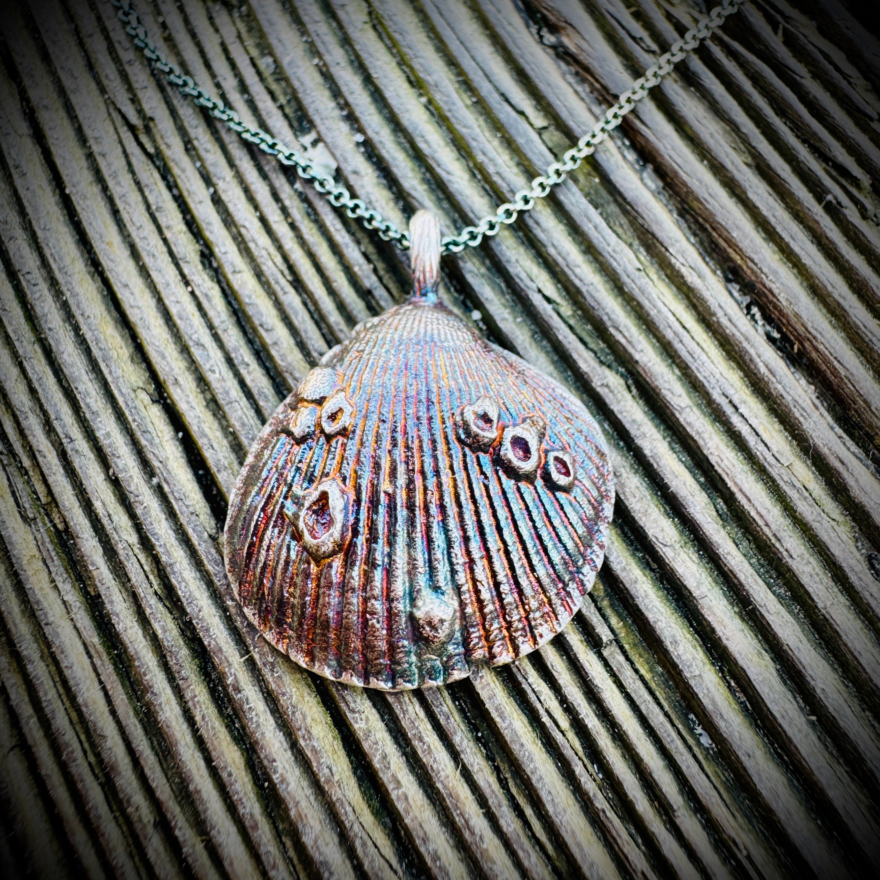 Coastal Harmony Clam & Barnacle Pendant Sterling Silver