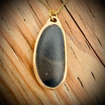 Load image into Gallery viewer, Pebblebelly Matriarch Pendant - Golden Bronze Beach Pebble Necklace  841
