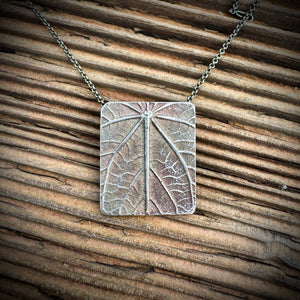 Linden Leaf Shield Pendant Sterling Silver #S746