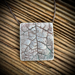 Salal Shield Pendant - Sterling Silver Nature Window Necklace #S747