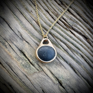 Pebblebelly Pendant - Golden Bronze Beach Pebble Necklace #744