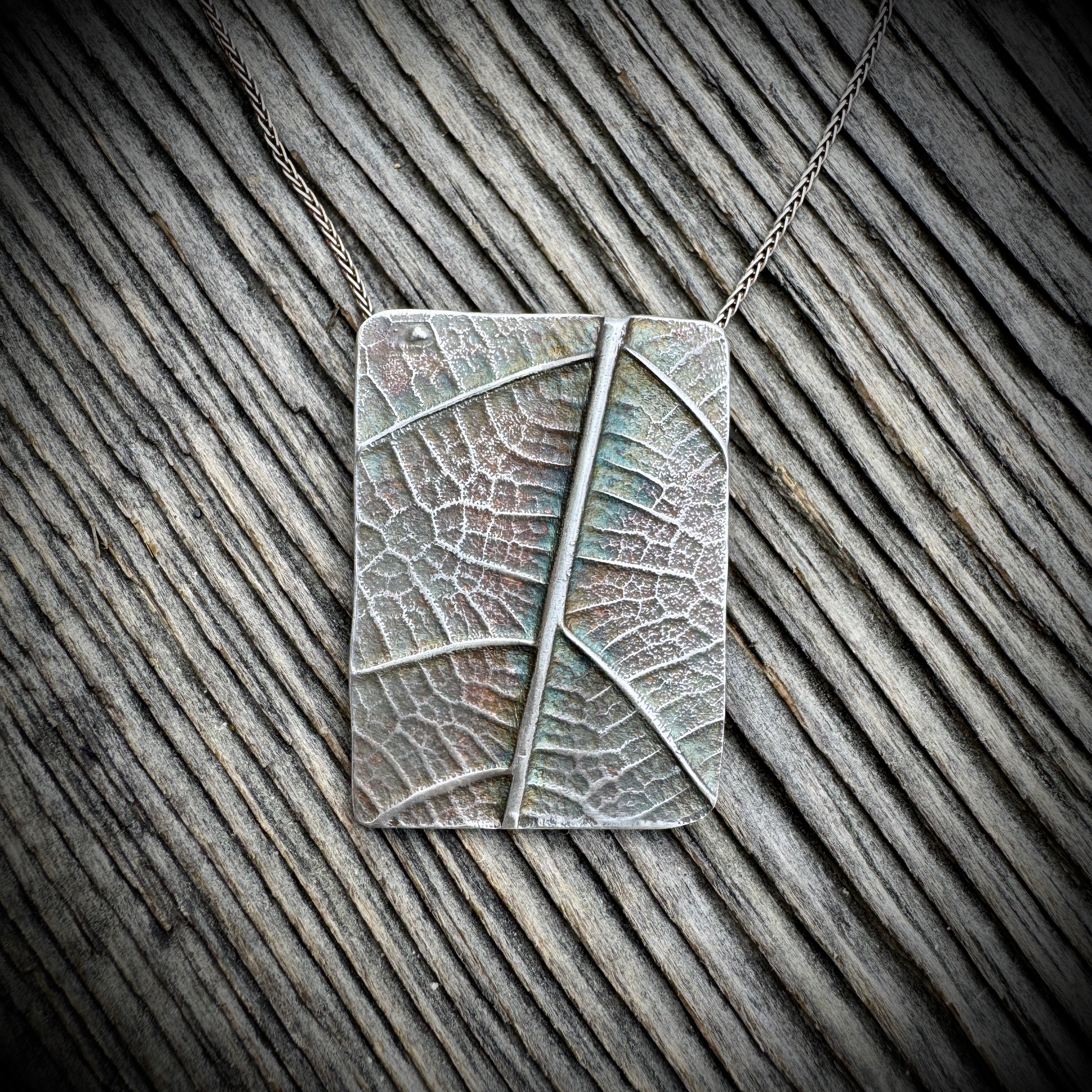 Fig Leaf Shield Pendant Sterling Silver #S750