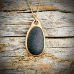 Load image into Gallery viewer, The Matriarch Pebblebelly Pendant - Golden Bronze Beach Pebble Necklace  P803
