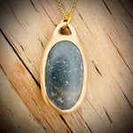 Load image into Gallery viewer, Pebblebelly Matriarch Pendant - Flower Stone Golden Bronze Beach Pebble Necklace  842
