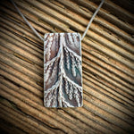 Load image into Gallery viewer, Cedar Sprig Shield Pendant — Sterling Silver Nature Window Necklace #S745
