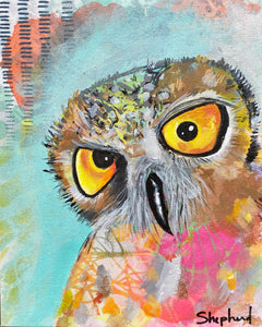 Grumpy Wet Owls: Stanley (ORIGINAL PAINTING)