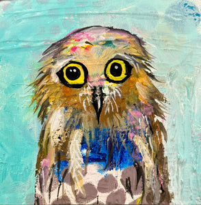 Grumpy Wet Owls: Leila (Original Painting)