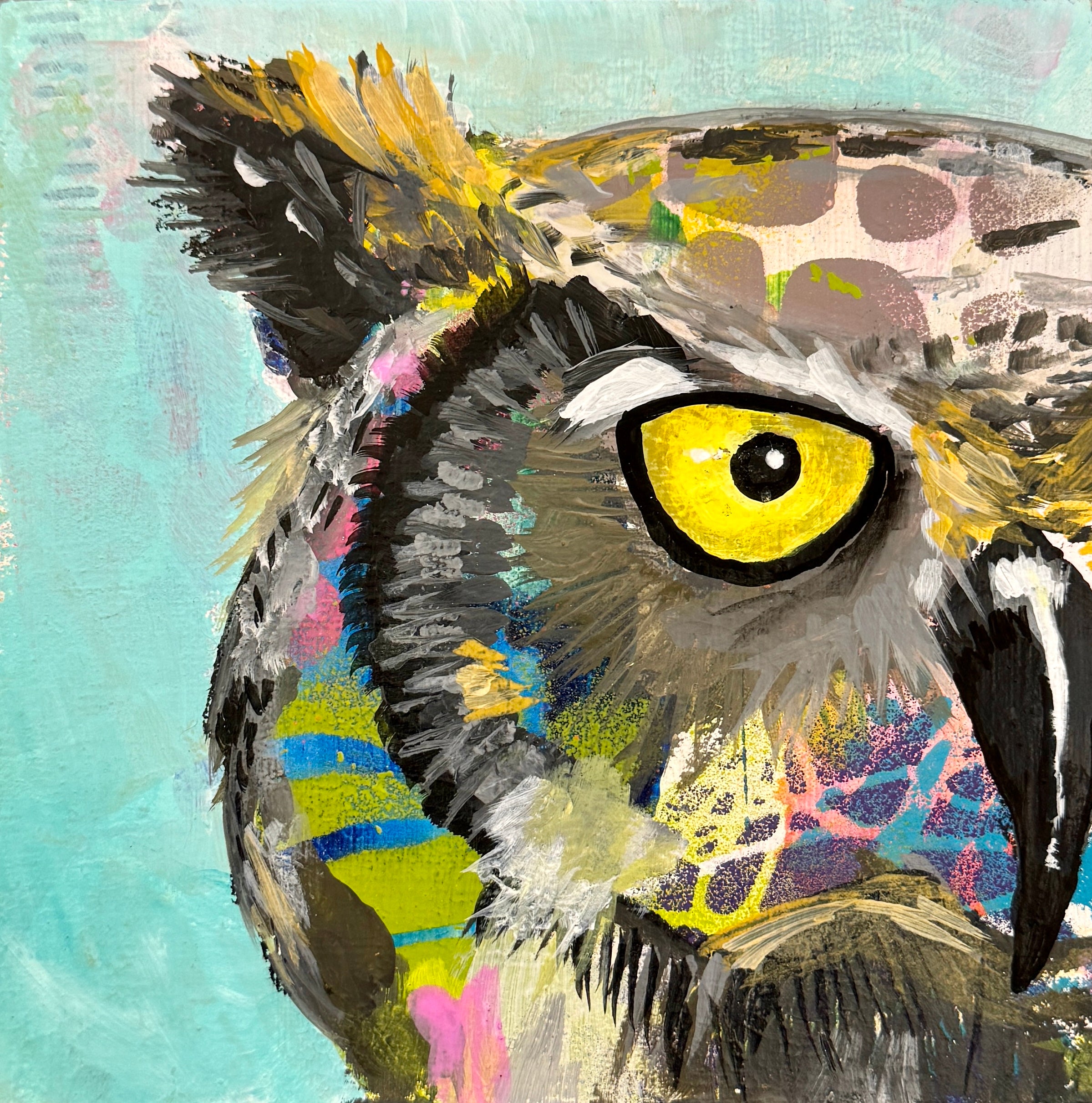 Grumpy Wet Owls: Stuart (Original Painting)