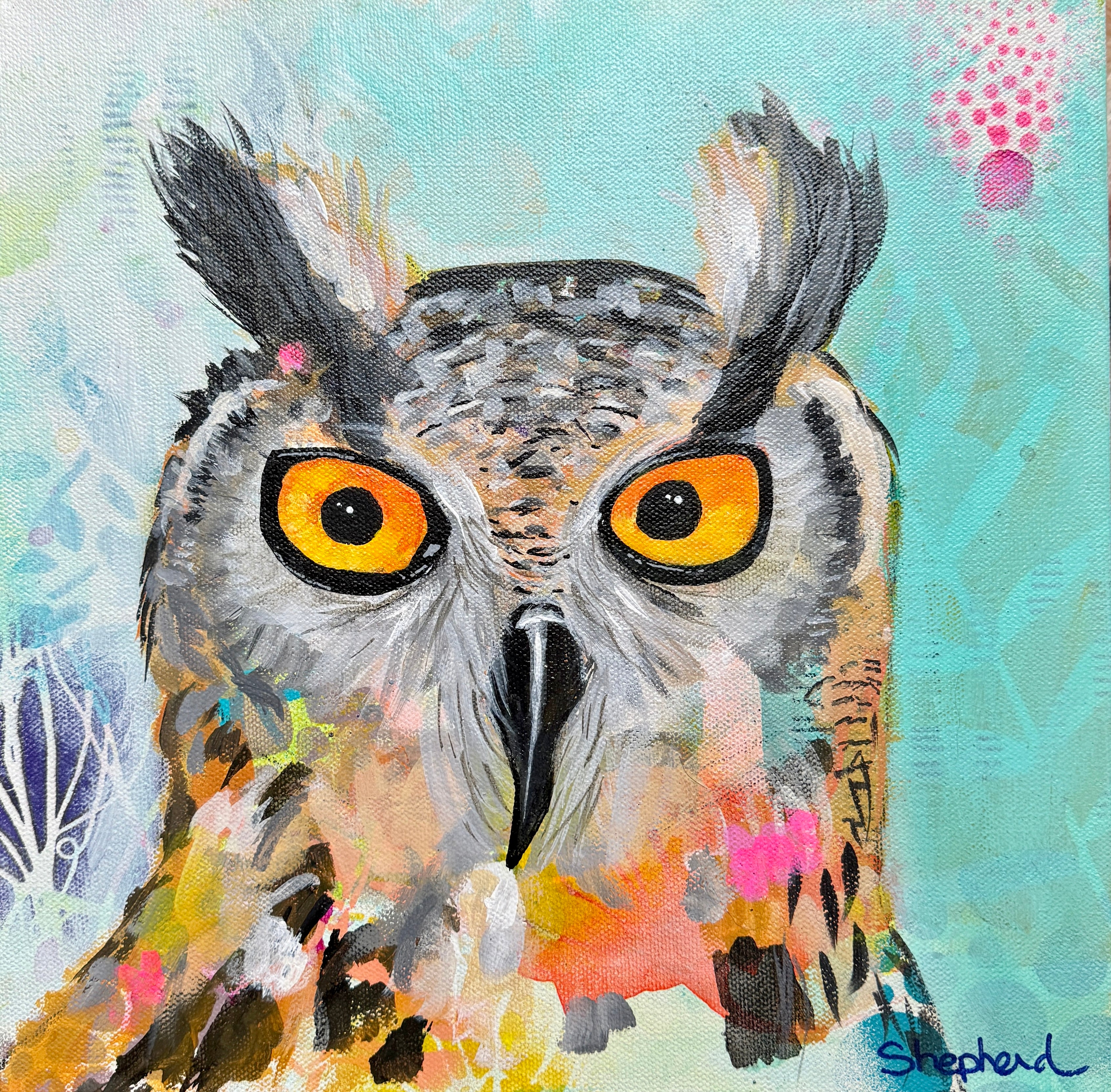 Grumpy Wet Owls: Claire (Original Painting)