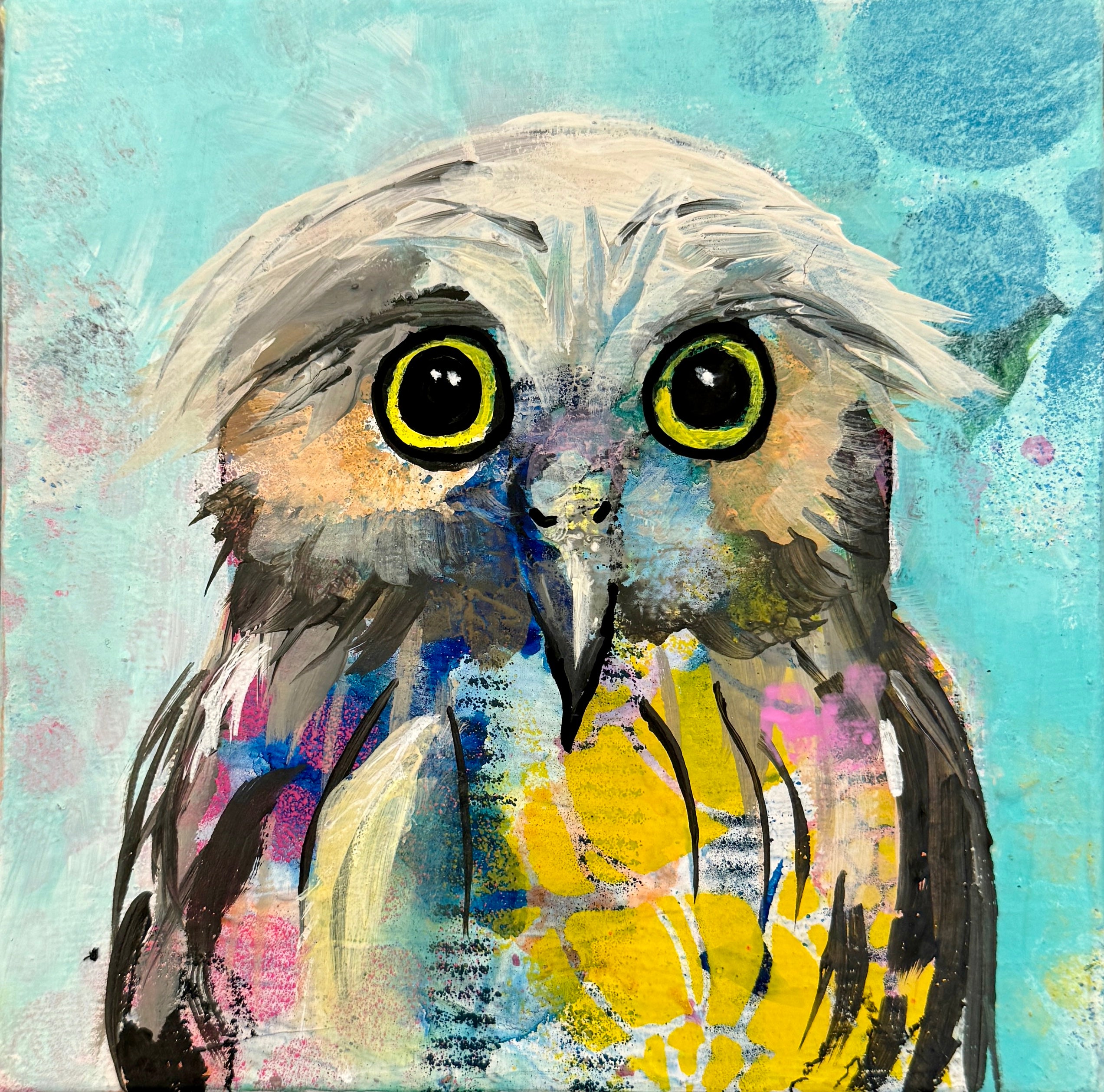 Grumpy Wet Owls: Michelle (Original Painting)