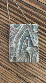 Load and play video in Gallery viewer, Driftwood Shield Pendant - Sterling Silver Shield Necklace with Natural Texture
 #S749
