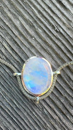 Load and play video in Gallery viewer, Rainbow Moonstone Guardian Angel Talisman (Yellowjackets Jewelry) Y753
