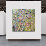 Load image into Gallery viewer, large bright abstract floral painting  on gallery wall
